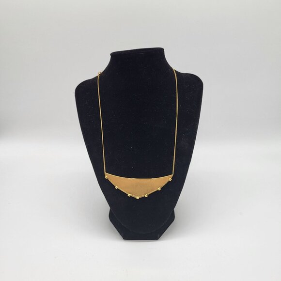 Madewell Gold Tone Curved Bar Triangle Necklace Statement - Picture 1 of 8